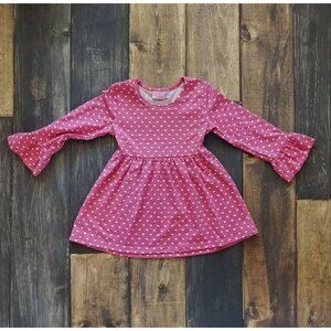 Valentine's Hot Pink Polka Hearts Pearl Knit Dress